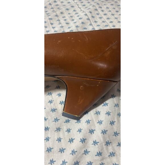 VTG 80s/90s David Evins Chestnut Leather Pumps Heels Shoes Made in Italy Sz 9B - Picture 7 of 10